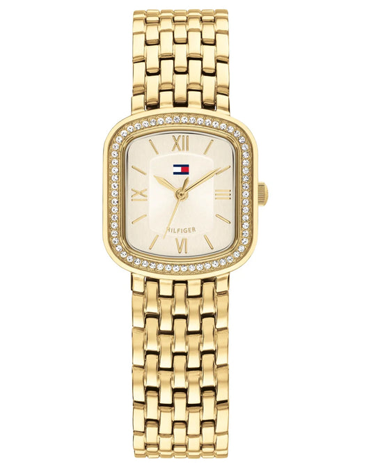22mm Gold Plated Case w/Crystals/Gold Plated Bracelet/Champagne dial