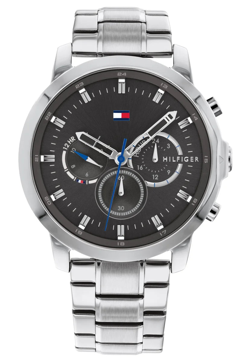 Black IP Case/Dark Brown Leather Strap/Dark Grey multi-function dial