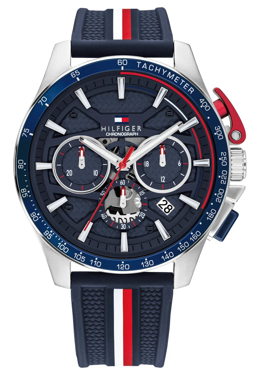 44mm SS Case w/blue bezel/Navy Blue Silicone strap/Navy blue dial