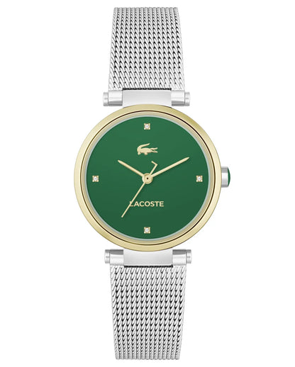 Stainless Steel Case & Mesh Bracelet/Green Dial with 4 diamond Markers