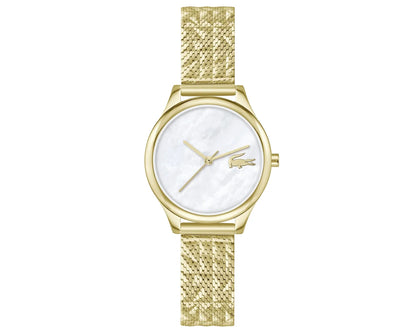 Yellow Gold IP Case and textured Mesh bracelet/White Faux MOP Dial