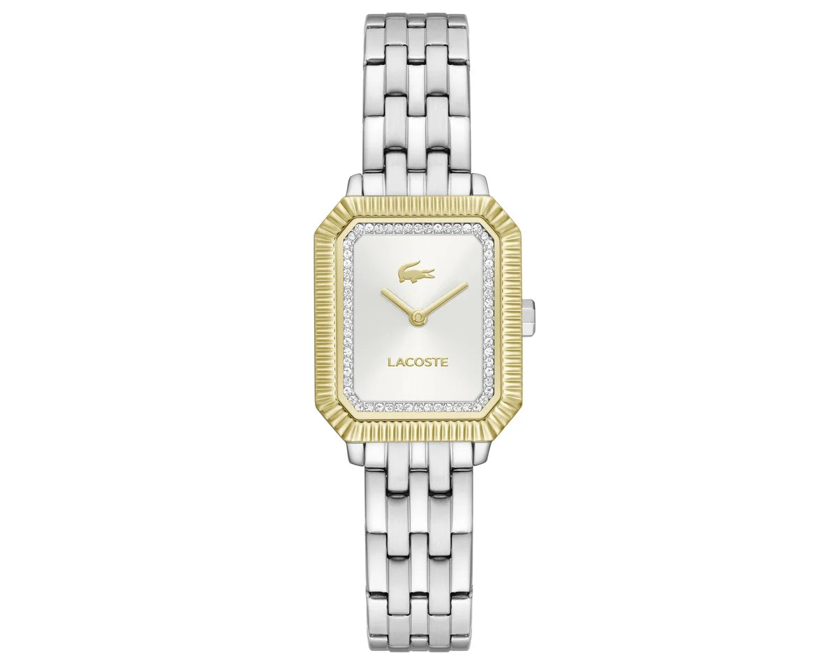 Two Tone Case/Silver-White Dial Stainless Steel Bracelet