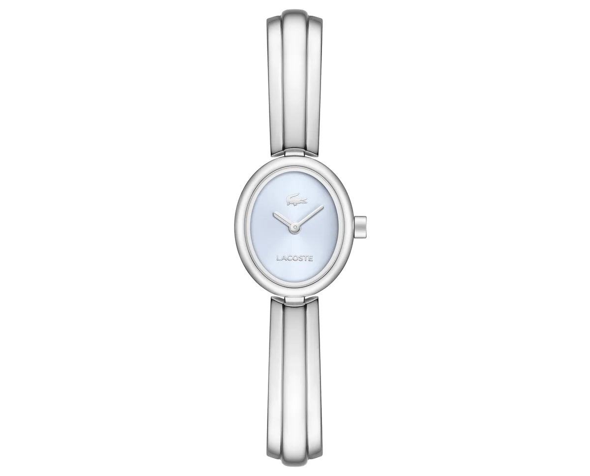 Stainless Steel Oval Case and Bangle Bracelet/Ice Blue Dial