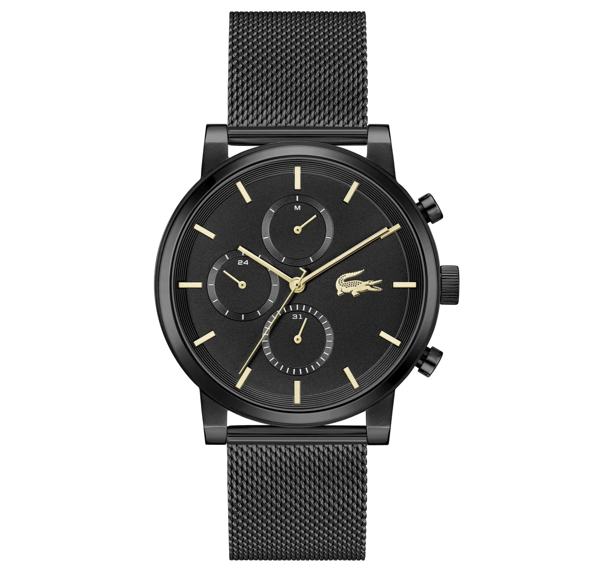 Black IP Case/Black Mesh Bracelet/Black multi function Dial