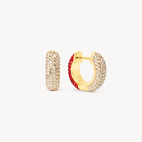 Hillberg & Berk Red Velvet and Soft Gold Sparkle Reversible Hoop Earrings