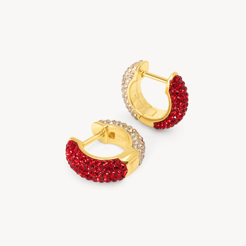 Hillberg & Berk Red Velvet and Soft Gold Sparkle Reversible Hoop Earrings
