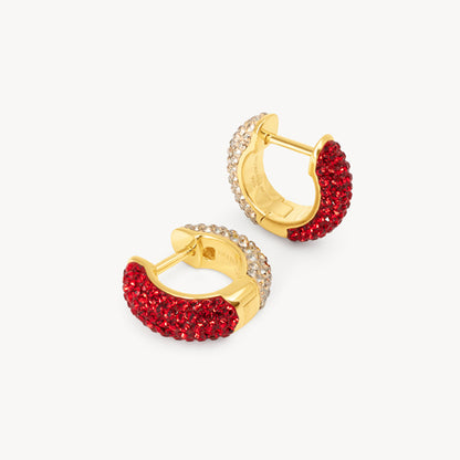 Hillberg & Berk Red Velvet and Soft Gold Sparkle Reversible Hoop Earrings