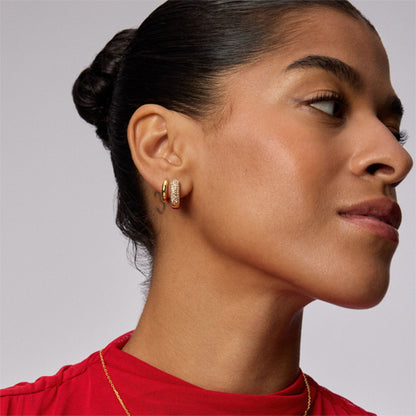 Hillberg & Berk Red Velvet and Soft Gold Sparkle Reversible Hoop Earrings