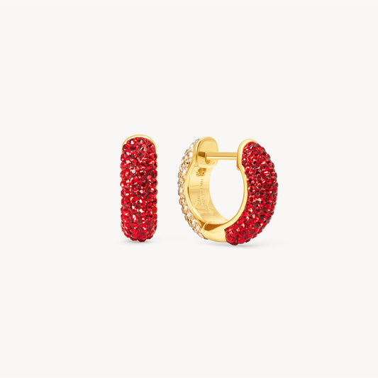 Hillberg & Berk Red Velvet and Soft Gold Sparkle Reversible Hoop Earrings