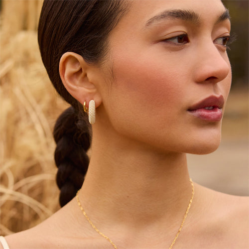 Hillberg & Berk Medium Pearl Hoop Earrings