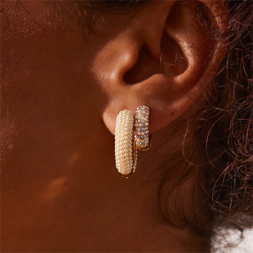 Hillberg & Berk Medium Pearl Hoop Earrings
