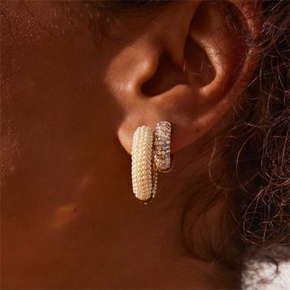 Hillberg & Berk Medium Pearl Hoop Earrings