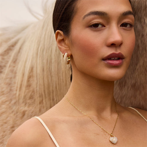 Hillberg & Berk Medium Pearl Hoop Earrings