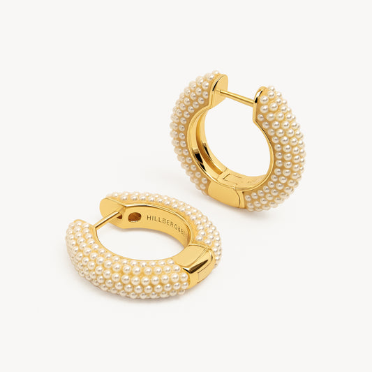 Hillberg & Berk Medium Pearl Hoop Earrings