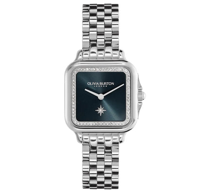 Stainless Steel case & link bracelet/Blue dial with North Star & crystals