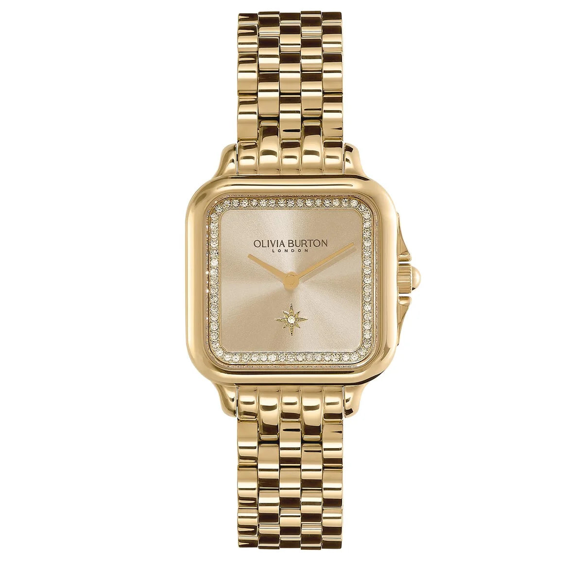 Gold Plated case & link bracelet/Gold dial with North Star & crystals