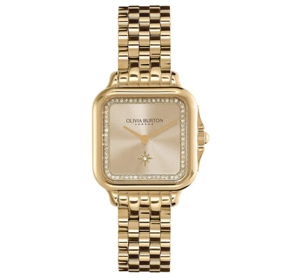 Gold Plated case & link bracelet/Gold dial with North Star & crystals