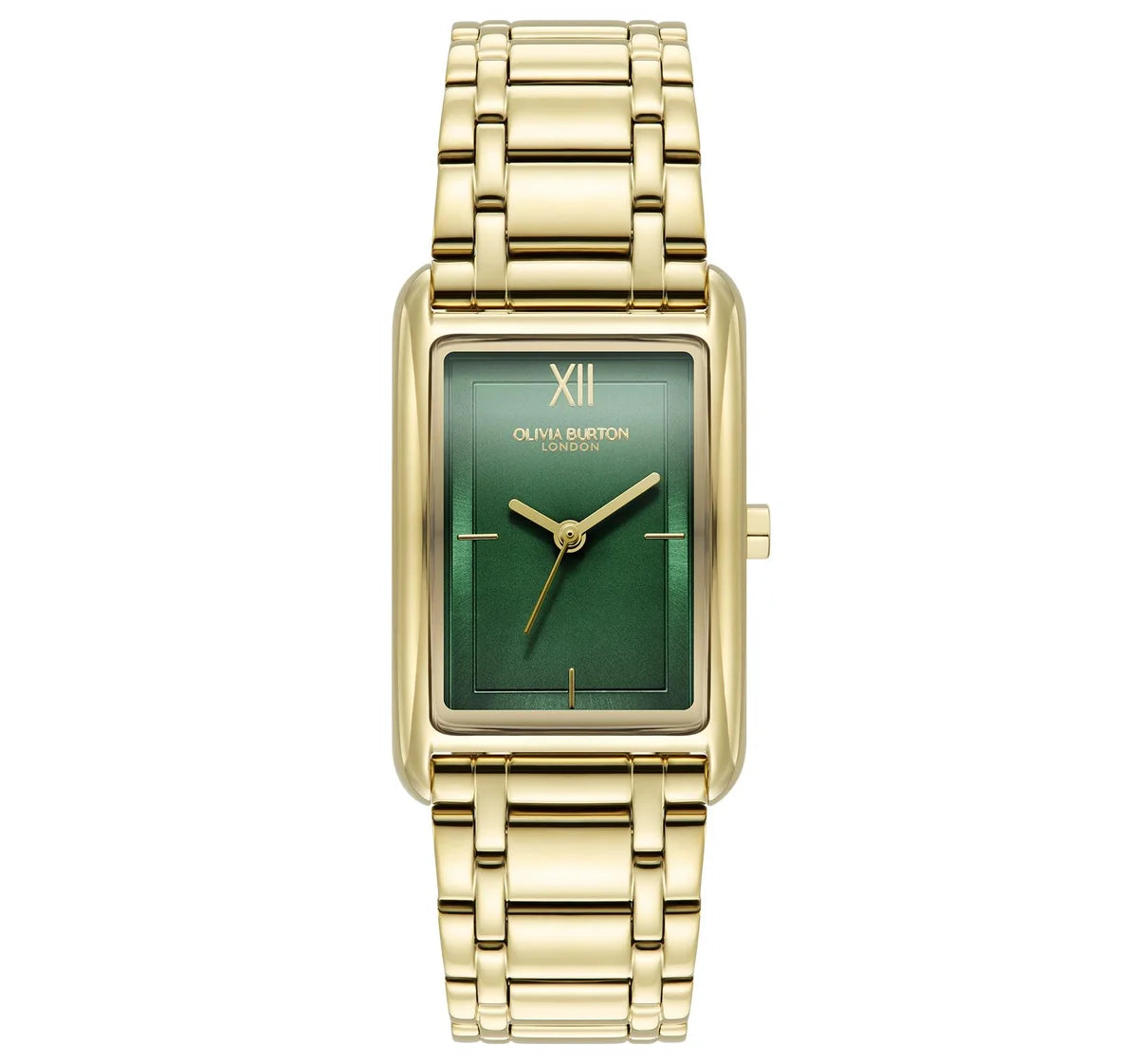 Gold Plated Steel case & link bracelet/Forest Green dial