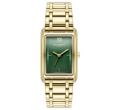 Gold Plated Steel case & link bracelet/Forest Green dial
