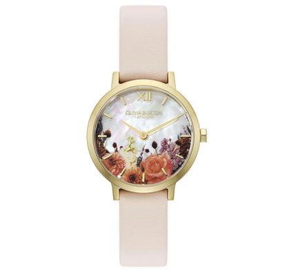 GP Case/Trench Coat Leather Strap/White MOP dial w/ orange florals