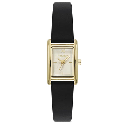 16mm Gold Plated Case/Black Leather Strap/Ivory powered dial