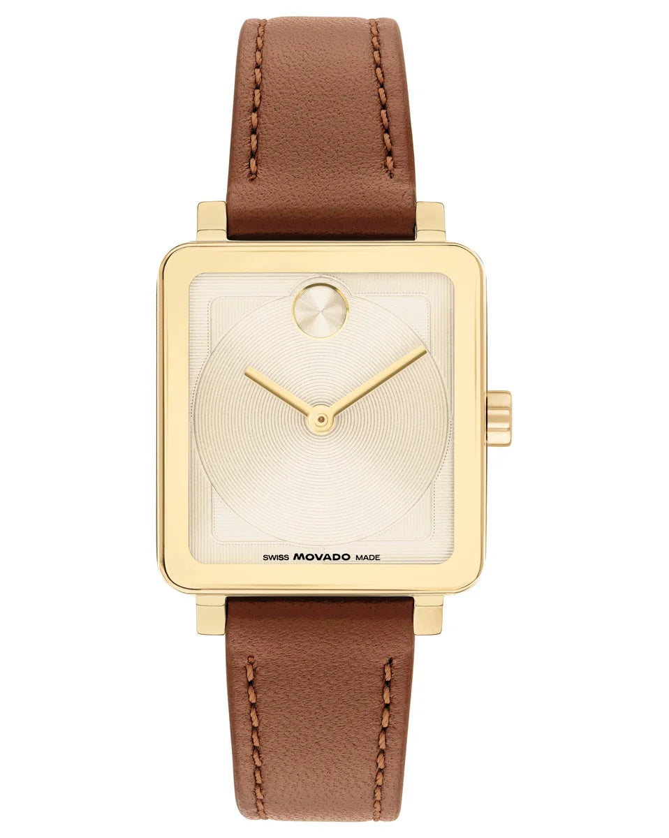 Rose Gold PVD Square Case/White Leather Strap/White Dial