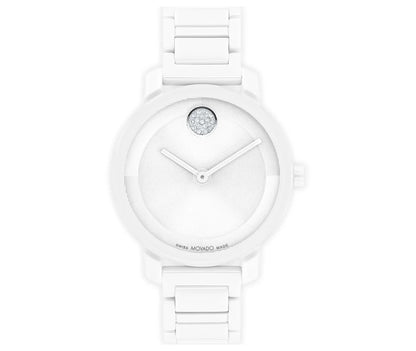White Ceramic Case & Bracelet/White Dial with crystal set dot