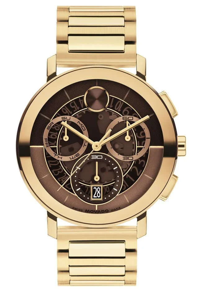 Yellow Gold IP Steel Case & Bracelet/Coffee Chrono Skeleton Dial