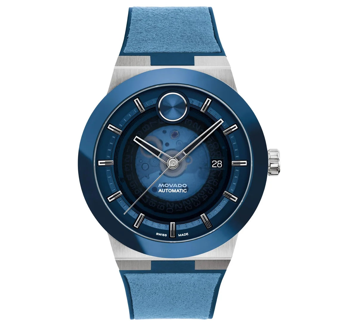 Stainless Steel /blue ceramic case/Blue Rubber Strap/Blue Skeleton dial