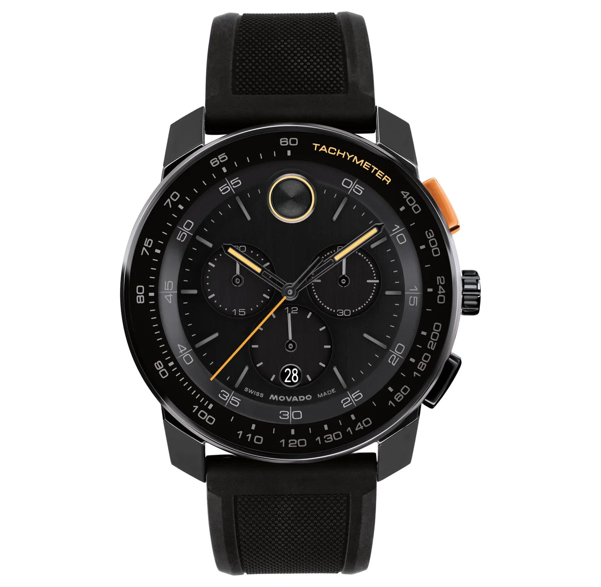 Black TR90 Case with a Black Chronograph Dial/Black Textured Silicone Strap