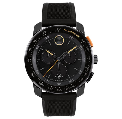 Black TR90 Case with a Black Chronograph Dial/Black Textured Silicone Strap