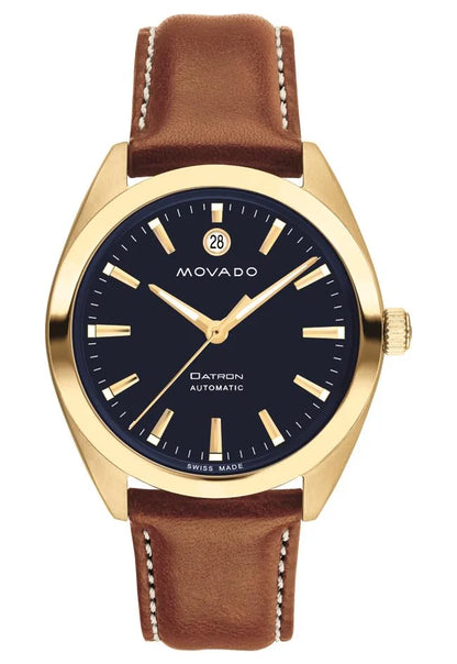 Gold IP Steel Case/Cognac Leather Strap/Navy dial