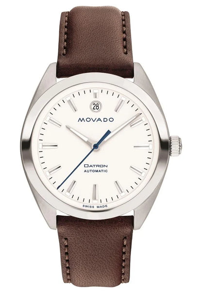 Stainless Steel Case/Chocolate Leather Strap/White dial
