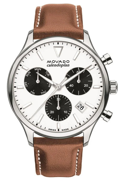 Stainless Steel Case/White Dial/Cognac Calfskin Strap