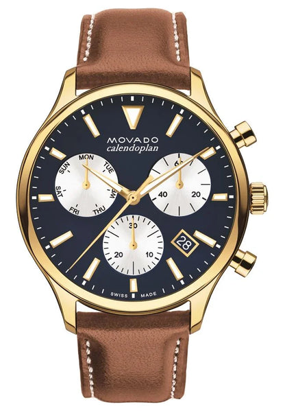 Gold IP Steel Case/Navy Dial/Cognac Calfskin Strap