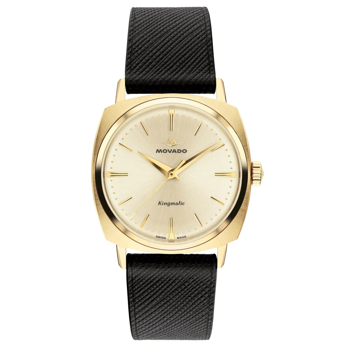 Yellow Gold IP case/Black Leather Strap/Champagne Dial