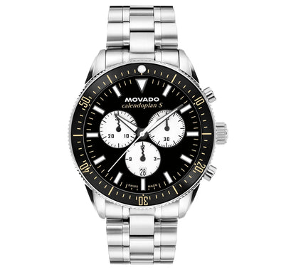 Stainless Steel Case and bracelet/Black Chronograph Dial