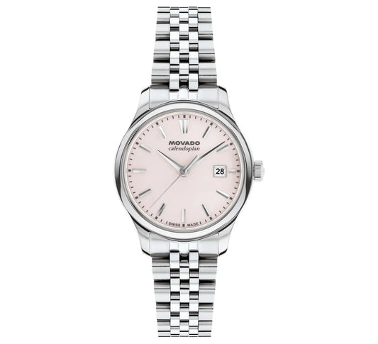 SS case and bracelet/Light pink lacquer dial/Date window at 3 o'clock