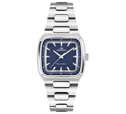 Stainless Steel case and bracelet/Blue brushed dial/Etched caseback design