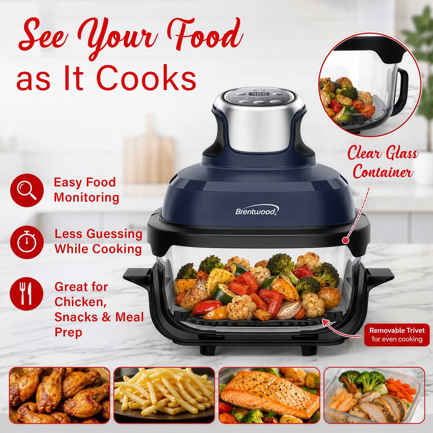 Brentwood 4.5-Quart Digital Glass Air Fryer