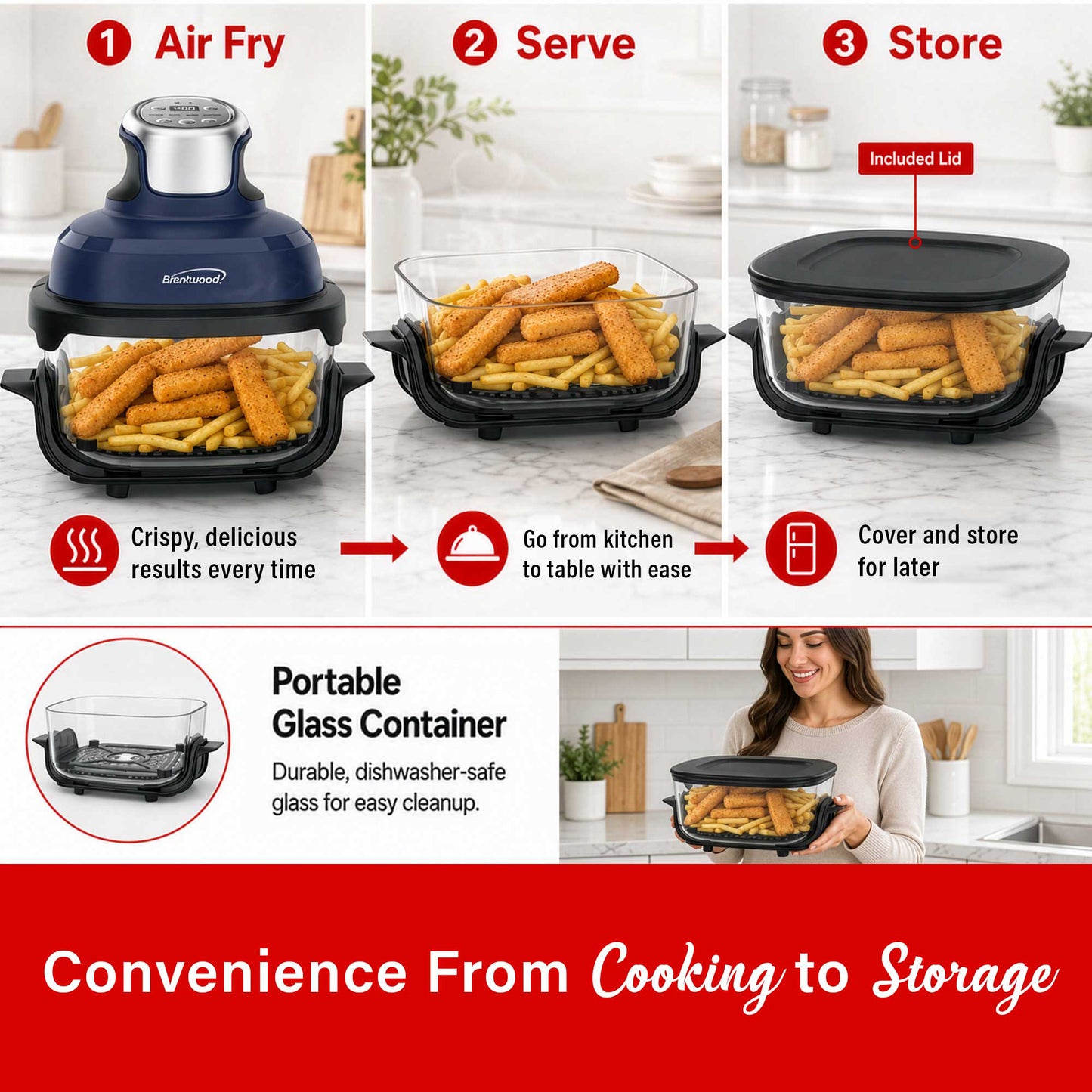 Brentwood 4.5-Quart Digital Glass Air Fryer