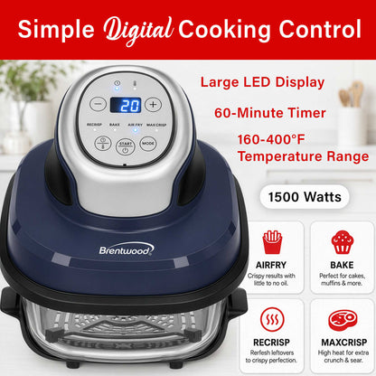 Brentwood 4.5-Quart Digital Glass Air Fryer