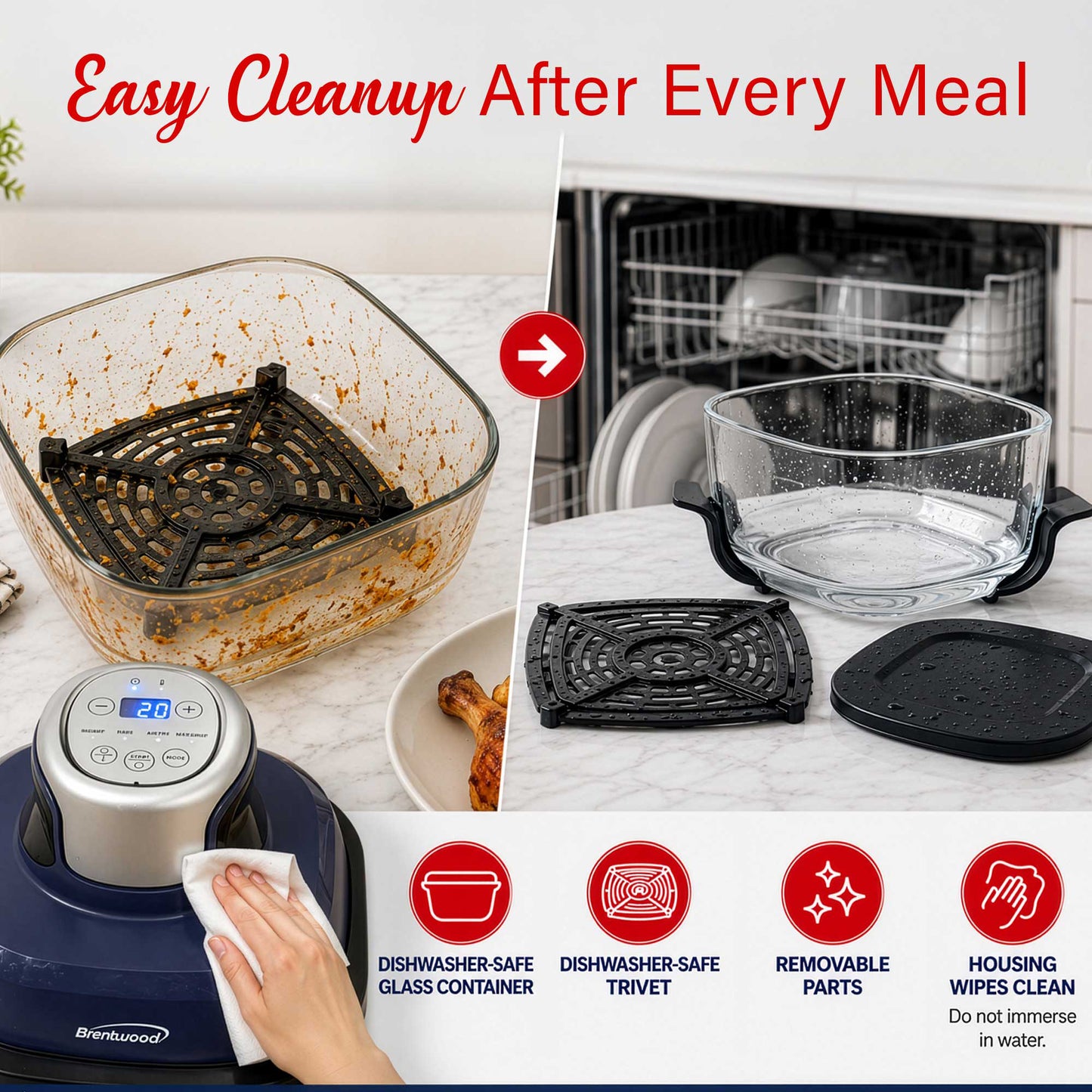 Brentwood 4.5-Quart Digital Glass Air Fryer