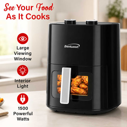 Brentwood 1500W 4.5-Quart Air Fryer with Easy View Window