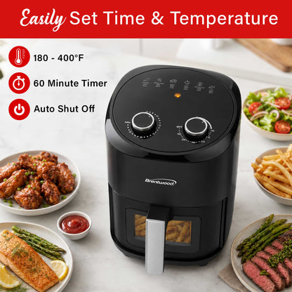 Brentwood 1500W 4.5-Quart Air Fryer with Easy View Window