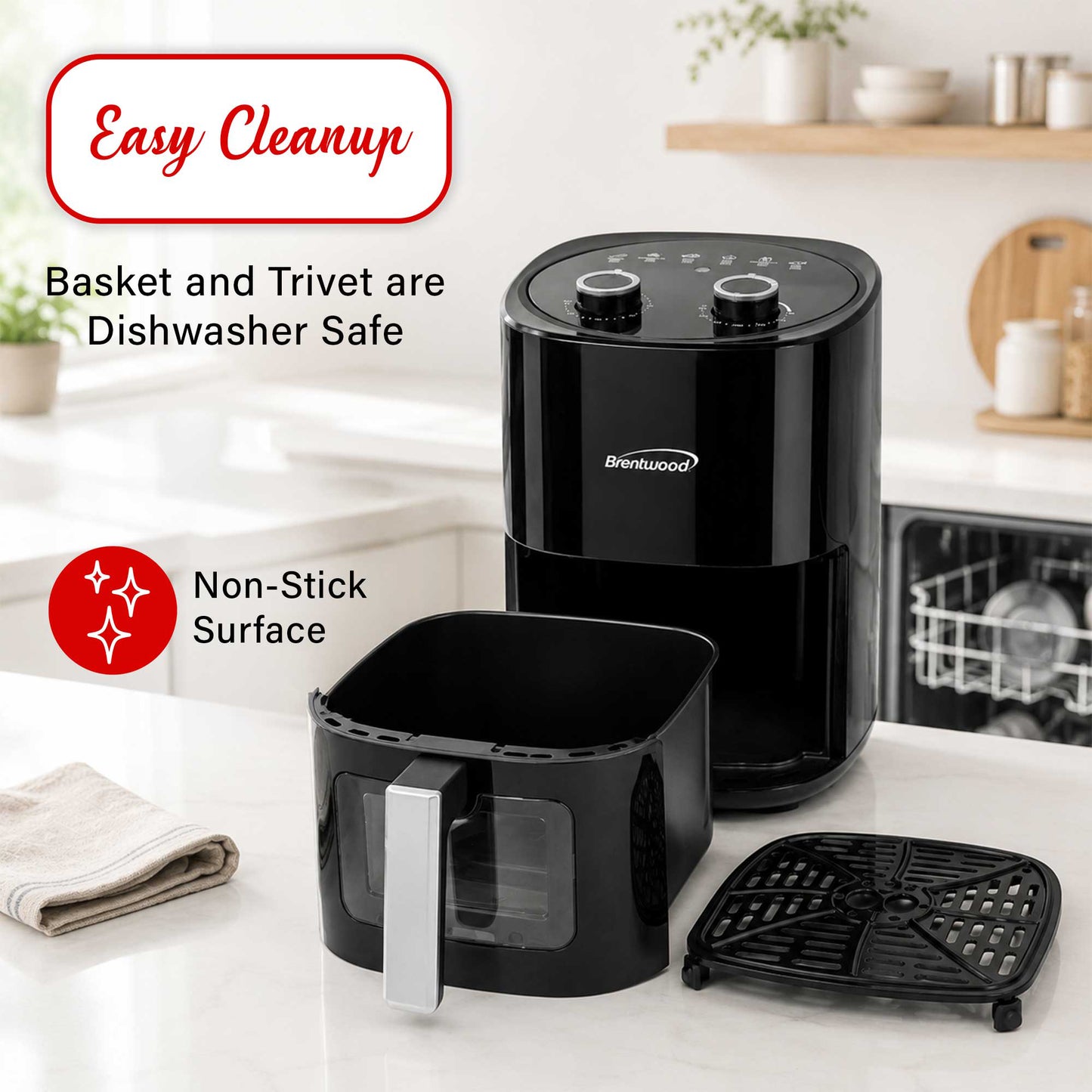 Brentwood 1500W 4.5-Quart Air Fryer with Easy View Window
