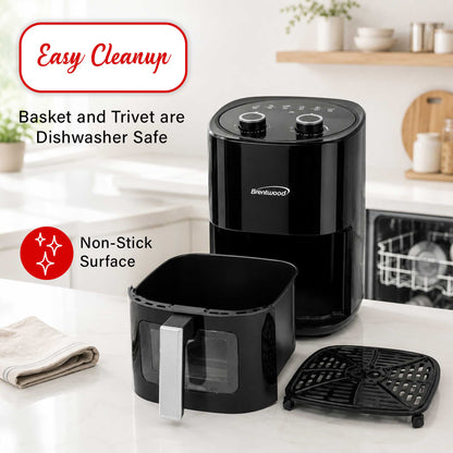 Brentwood 1500W 4.5-Quart Air Fryer with Easy View Window