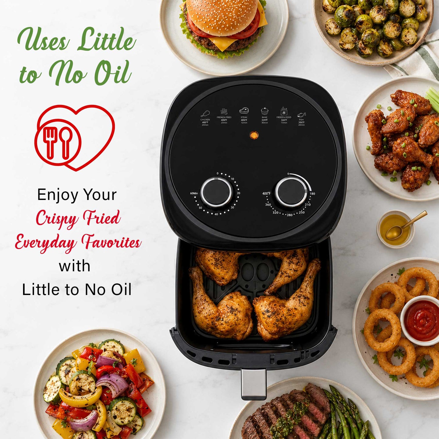 Brentwood 1500W 4.5-Quart Air Fryer with Easy View Window