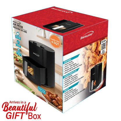 Brentwood 1500W 4.5-Quart Air Fryer with Easy View Window