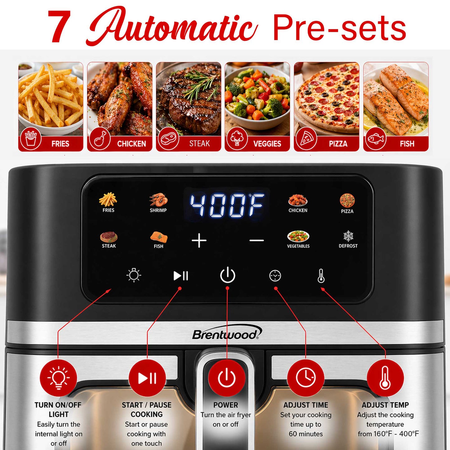 Brentwood XL 8-Quart Digital Air Fryer